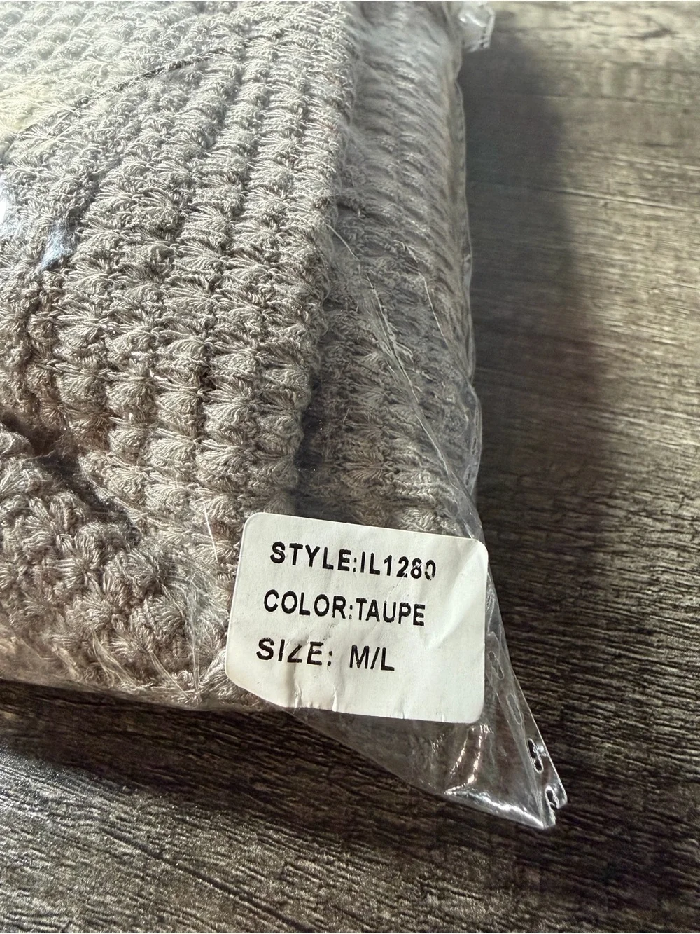 NWT In Loom Open Front Round Shaped Waffle Knit Cardigan Size M/L Taupe
